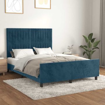 vidaXL Lovos rėmas be čiužinio tamsiai mėlynas 140x200 cm aksomas