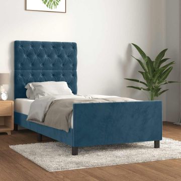 vidaXL Lovos rėmas be čiužinio, tamsiai mėlynas, 80x200 cm, aksomas