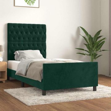 vidaXL Lovos rėmas be čiužinio tamsiai žalias 90x200 cm aksomas
