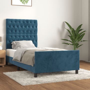 vidaXL Lovos rėmas be čiužinio tamsiai mėlynas 90x200 cm aksomas