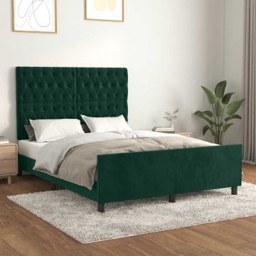 vidaXL Lovos rėmas be čiužinio tamsiai žalias 140x190 cm aksomas