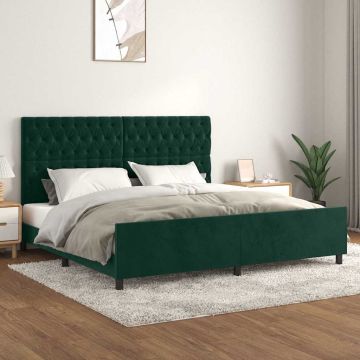 vidaXL Lovos rėmas be čiužinio tamsiai žalias 200x200 cm aksomas