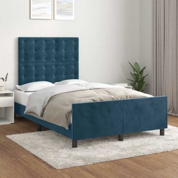 vidaXL Lovos rėmas be čiužinio tamsiai mėlynas 120x200 cm aksomas