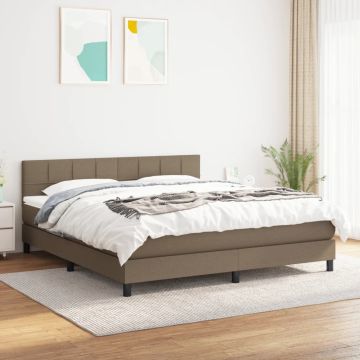 vidaXL Lova su spyruoklėmis ir čiužiniu, taupe, 160x200 cm, audinys