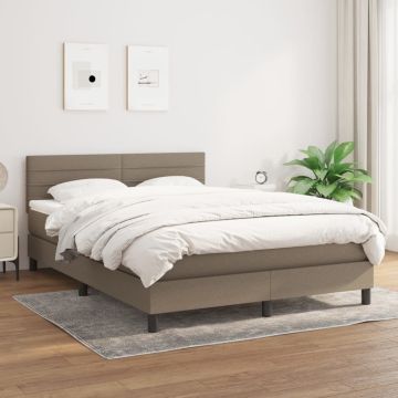 vidaXL Lova su spyruoklėmis ir čiužiniu, taupe, 140x190 cm, audinys