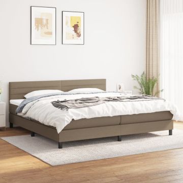 vidaXL Lova su spyruoklėmis ir čiužiniu, taupe, 200x200 cm, audinys
