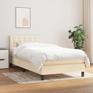 vidaXL Lova su spyruoklėmis ir čiužiniu, kreminė, 80x200cm, audinys