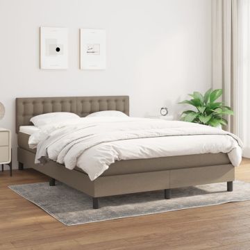 vidaXL Lova su spyruoklėmis ir čiužiniu, taupe, 140x190 cm, audinys