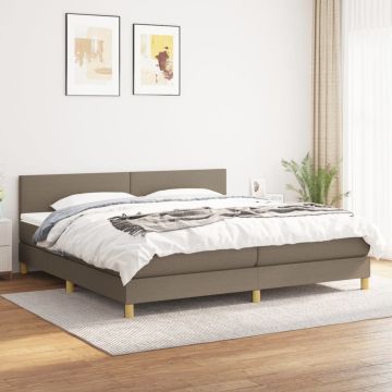 vidaXL Lova su spyruoklėmis ir čiužiniu, taupe, 200x200 cm, audinys