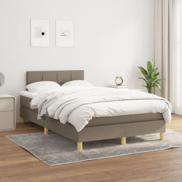 vidaXL Lova su spyruoklėmis ir čiužiniu, taupe, 120x200 cm, audinys