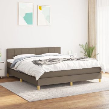 vidaXL Lova su spyruoklėmis ir čiužiniu, taupe, 160x200 cm, audinys