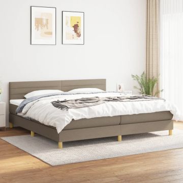 vidaXL Lova su spyruoklėmis ir čiužiniu, taupe, 200x200 cm, audinys