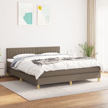 vidaXL Lova su spyruoklėmis ir čiužiniu, taupe, 160x200 cm, audinys