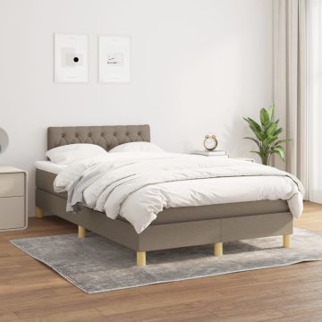 vidaXL Lova su spyruoklėmis ir čiužiniu, taupe, 120x200 cm, audinys