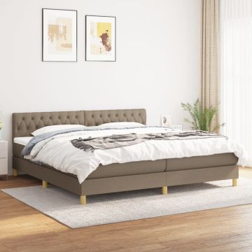 vidaXL Lova su spyruoklėmis ir čiužiniu, taupe, 200x200 cm, audinys