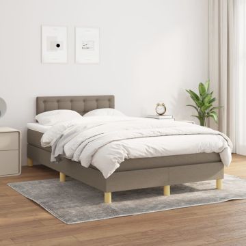 vidaXL Lova su spyruoklėmis ir čiužiniu, taupe, 120x200 cm, audinys