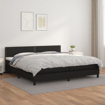 vidaXL Lova su spyruoklėmis ir čiužiniu, juoda, 200x200cm dirbtinė oda