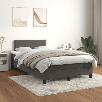 vidaXL Lova su spyruoklėmis ir čiužiniu, pilka, 120x200cm, aksomas
