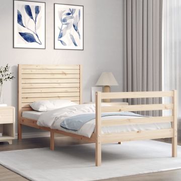 vidaXL Lovos rėmas su galvūgaliu, 100x200cm, medienos masyvas