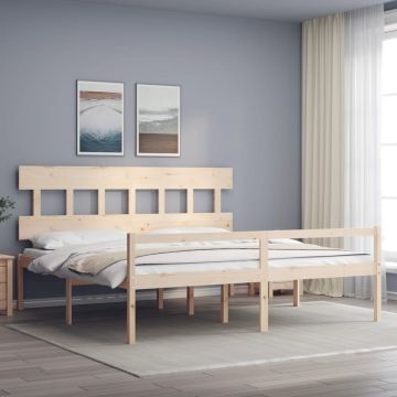 vidaXL Lova senjorams su galvūgaliu, 200x200 cm, medienos masyvas