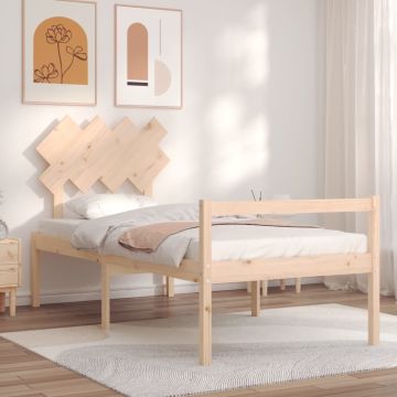 vidaXL Lova senjorams su galvūgaliu, 90x200 cm, medienos masyvas