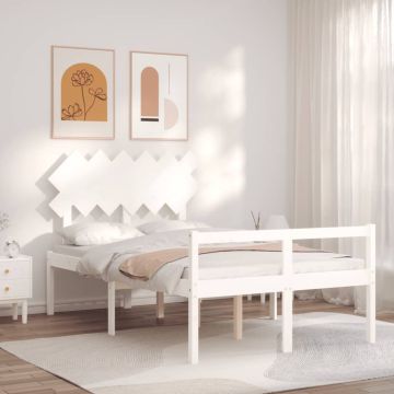 vidaXL Lova senjorams su galvūgaliu, baltas, 120x200 cm, mediena