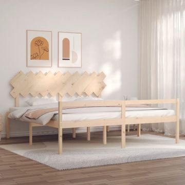 vidaXL Lova senjorams su galvūgaliu, 200x200 cm, medienos masyvas