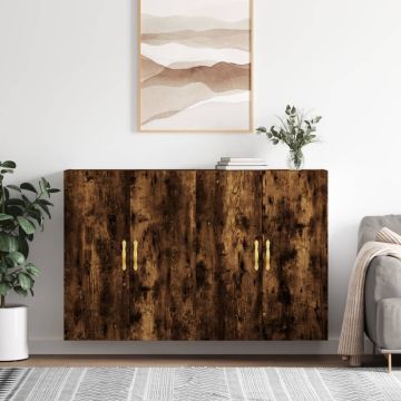 vidaXL Prie sienos montuojamos spintelės, 2vnt., dūminės, 69,5x34x90cm