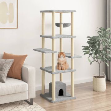 vidaXL Draskyklė katėms su stovais iš sizalio, šviesiai pilka, 154cm