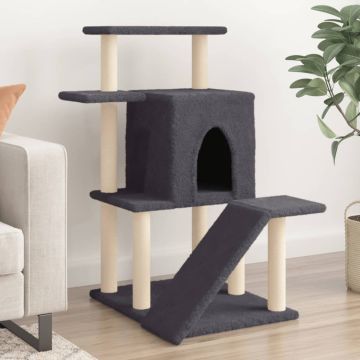 vidaXL Draskyklė katėms su stovais iš sizalio, tamsiai pilka, 97cm