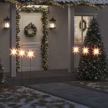 vidaXL Kalėdiniai šviestuvai su smaigais/LED, 3vnt., balti, 35cm