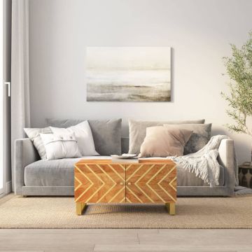 vidaXL Kavos staliukas, rudas ir juodas, 80x50x40cm, mango masyvas