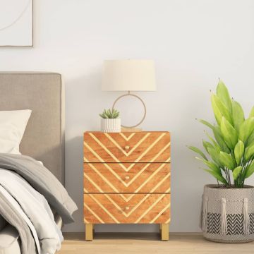 vidaXL Naktinė spintelė, ruda ir juoda, 50x33x60cm, mango masyvas