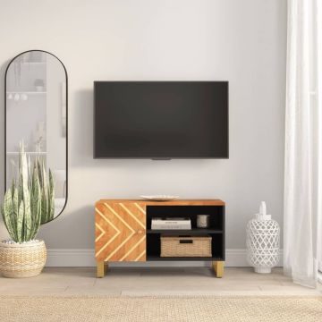 vidaXL TV spintelė, ruda ir juoda, 80x31,5x46cm, mango masyvas