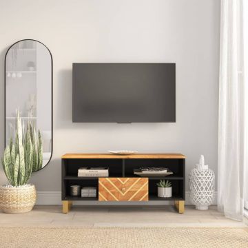 vidaXL TV spintelė, ruda ir juoda, 100x33,5x46cm, mango masyvas