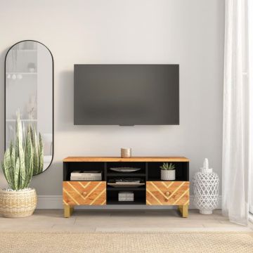 vidaXL TV spintelė, ruda ir juoda, 100x33,5x46cm, mango masyvas