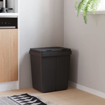 vidaXL Dviguba šiukšliadėžė, antracito spalvos, 2x25l