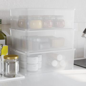 vidaXL Plastikinės daiktadėžės, 3vnt., 10l, sukraunamos