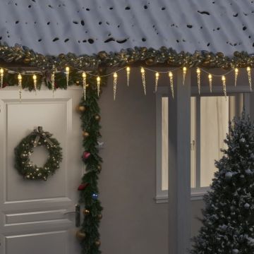 vidaXL Kalėdinė varveklio lemputė, 100 LED, šiltai balta, 10 m, akrilas, PVC