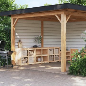 vidaXL Lauko virtuvės spintelės, MEPPEL, 3vnt., pušies medienos masyvas