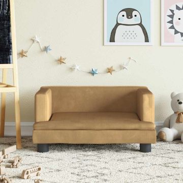 vidaXL Vaikiška sofa, rudos spalvos, 60x40x30cm, aksomas