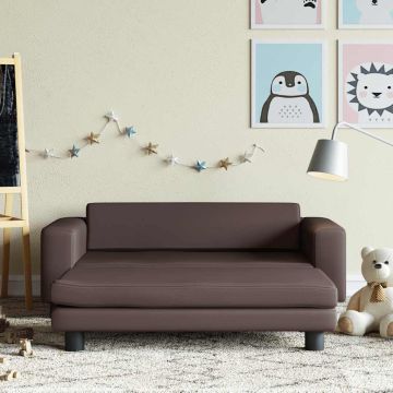 vidaXL Vaikiška sofa su pakoja, ruda, 100x50x30cm, dirbtinė oda