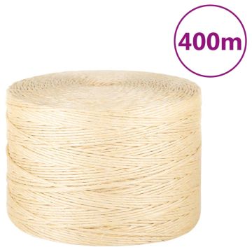 vidaXL Virvė, 400m, 100% sizalis, 3mm