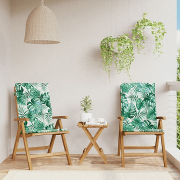 vidaXL Atlošiamos sodo kėdės su pagalvėlėmis, 2vnt., tikmedžio masyvas