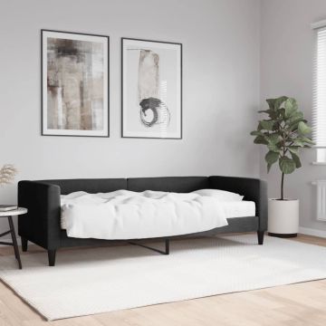 vidaXL Lova su čiužiniu, juodos spalvos, 80x200cm, audinys