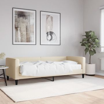 vidaXL Lova su čiužiniu, kreminės spalvos, 80x200cm, audinys