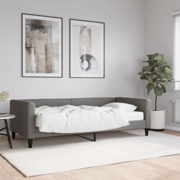vidaXL Lova su čiužiniu, tamsiai pilkos spalvos, 90x200cm, audinys