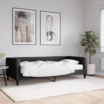 vidaXL Lova su čiužiniu, juodos spalvos, 90x200cm, audinys