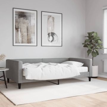 vidaXL Lova su čiužiniu, šviesiai pilkos spalvos, 100x200cm, audinys