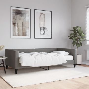 vidaXL Lova su čiužiniu, tamsiai pilkos spalvos, 100x200cm, audinys